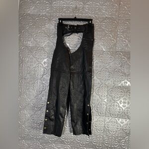 Barneys Leather Chaps Size XXS Motorcycle Biker Riding Pants Zip Snap xxxs 3xs